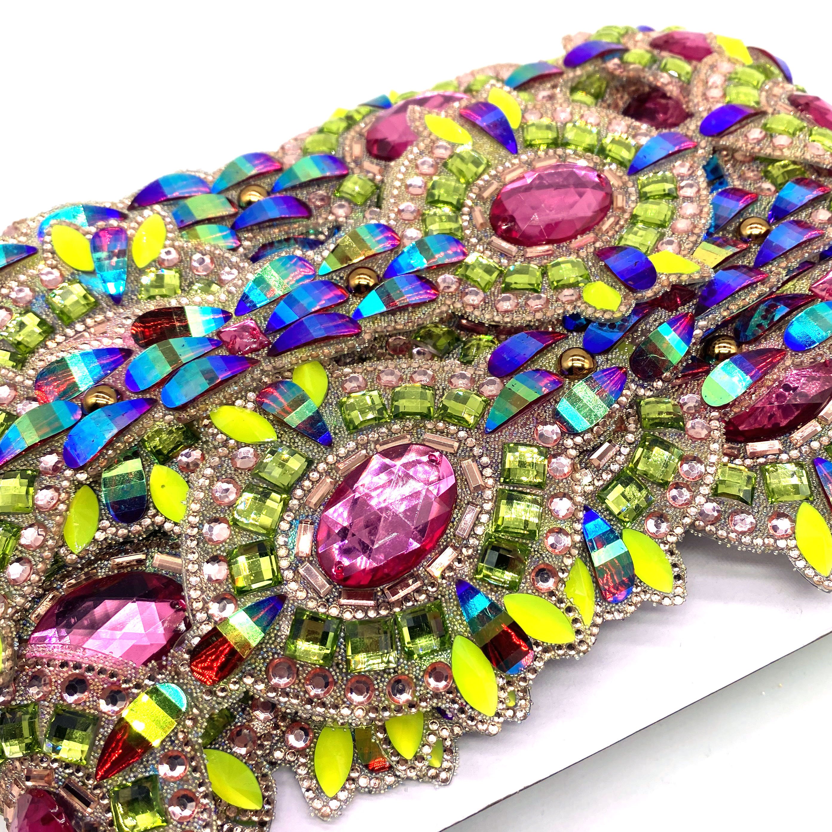 hot sale ab crystal rhinestone trimming iron-on resin patch bowknot hotfix chain for women dress carnival