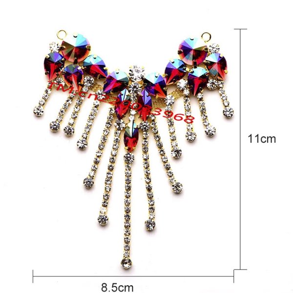 2024 Carnival Craft Decorative Bling Appliques AB Iridescent Colors Resin Rhinestone Tassel Sew-On Trimmings