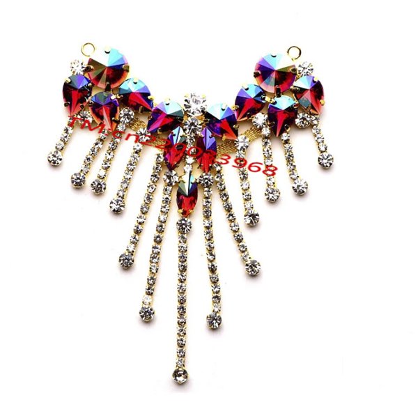 2024 Carnival Craft Decorative Bling Appliques AB Iridescent Colors Resin Rhinestone Tassel Sew-On Trimmings