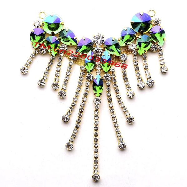 2024 Carnival Craft Decorative Bling Appliques AB Iridescent Colors Resin Rhinestone Tassel Sew-On Trimmings