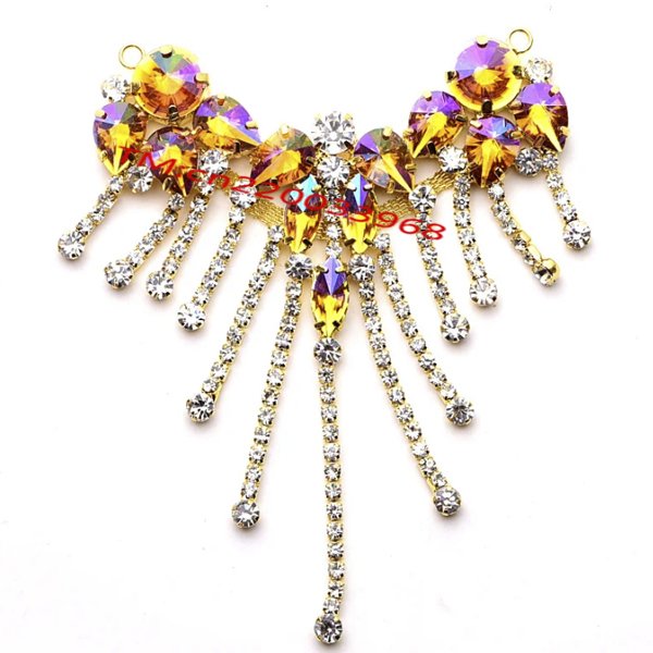 2024 Carnival Craft Decorative Bling Appliques AB Iridescent Colors Resin Rhinestone Tassel Sew-On Trimmings