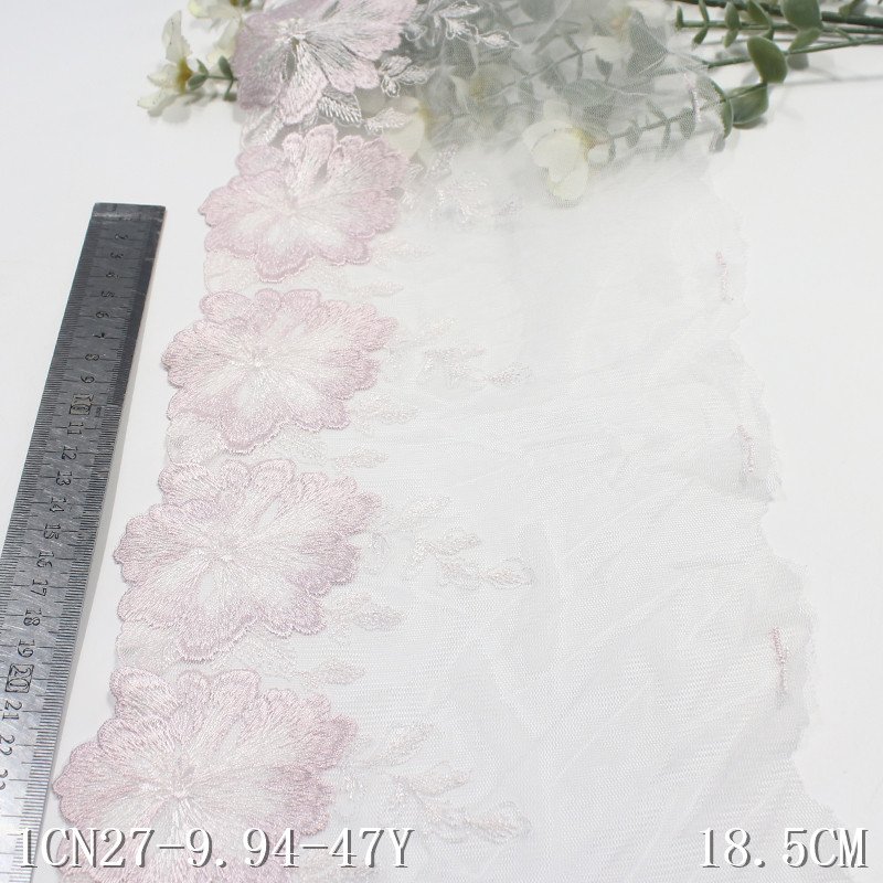 New fashion wholesale 18cm wide white mesh lace fabric embroidered lace trim for women