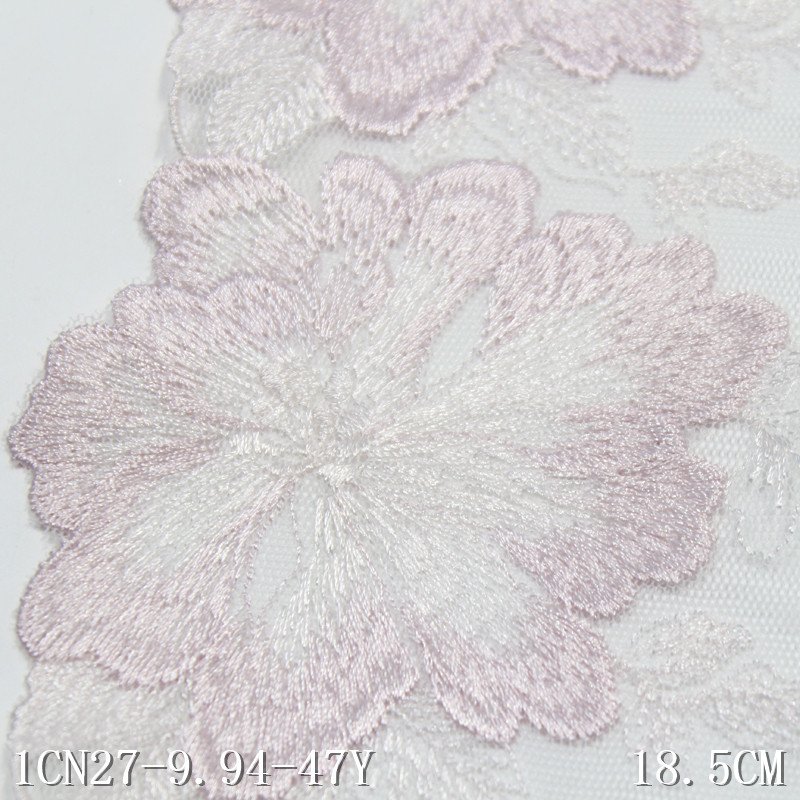 New fashion wholesale 18cm wide white mesh lace fabric embroidered lace trim for women