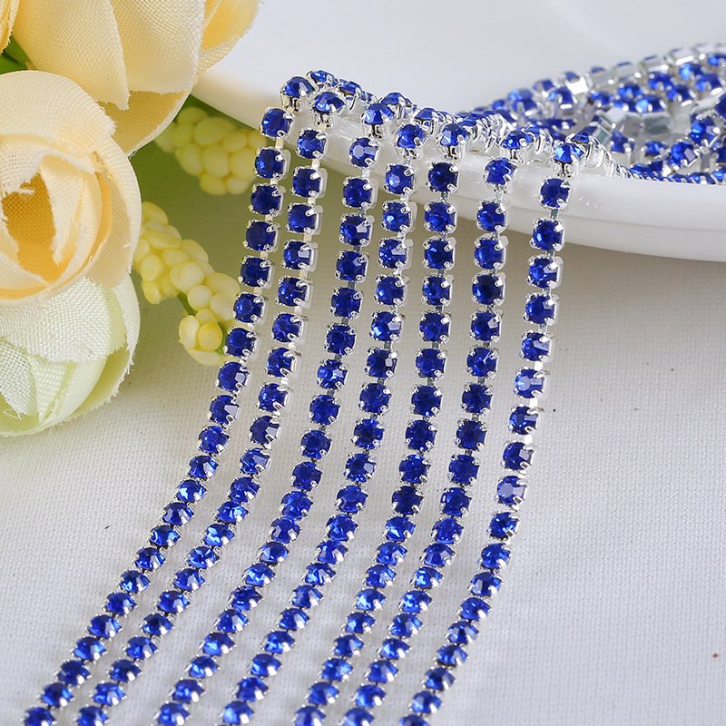 Wholesale Garment Sewing Accessories Crystal Rhinestone Trimming Chain gold and silver , Close Rhinestones Cup Chain Trimming