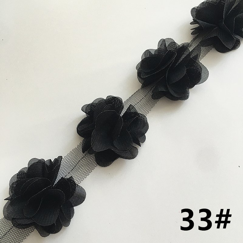 3d Vintage Chiffon Lace Bridal Lace Trim Fashion DIY Garment Accessories XF03 24 flowers per yard
