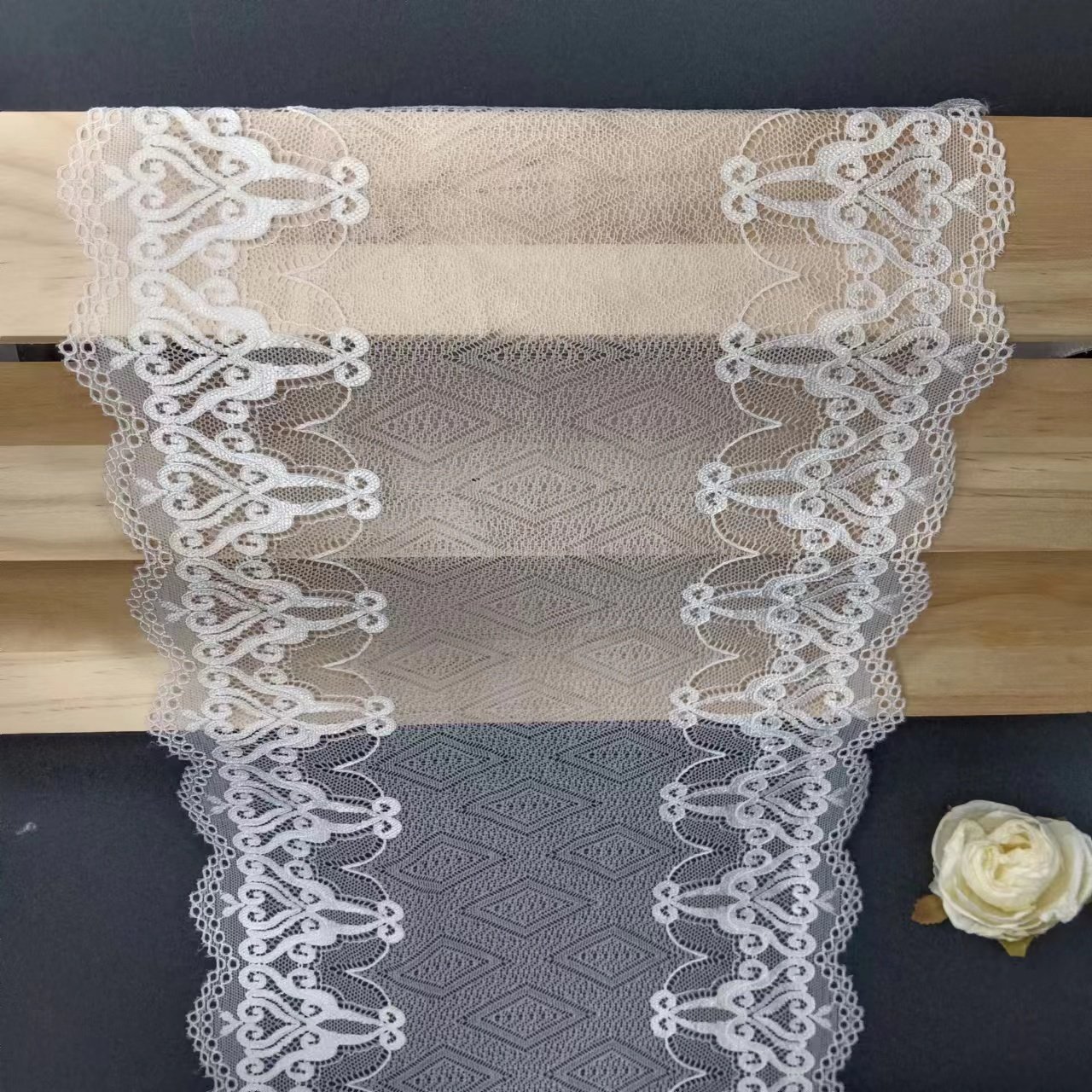 24 cm Wide Trimming Voile Nylon Spandex Roll Knitted Lace Trim for Madam Bra Accessories