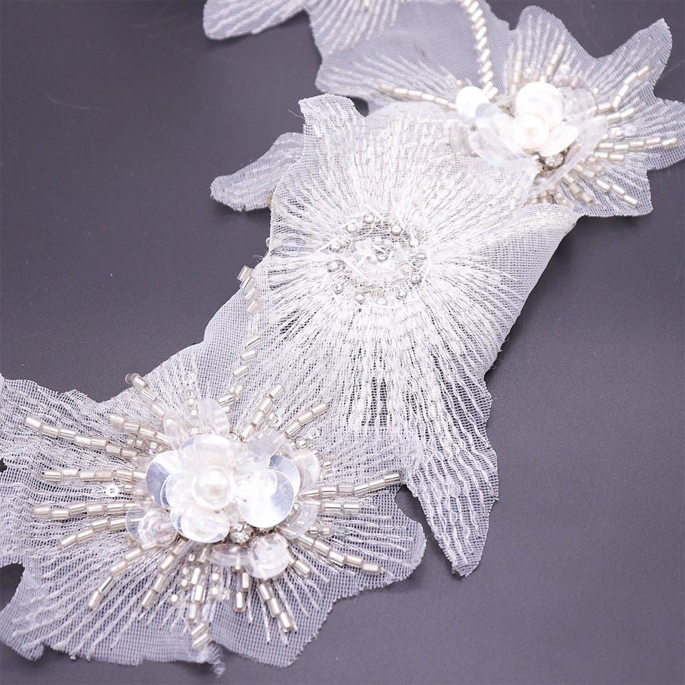2024 Luxury Lace Trim Evening Dress Decorative Beads Tubes Pearls Sequins Hand Sewing And Machine Embroidery Lace Trim