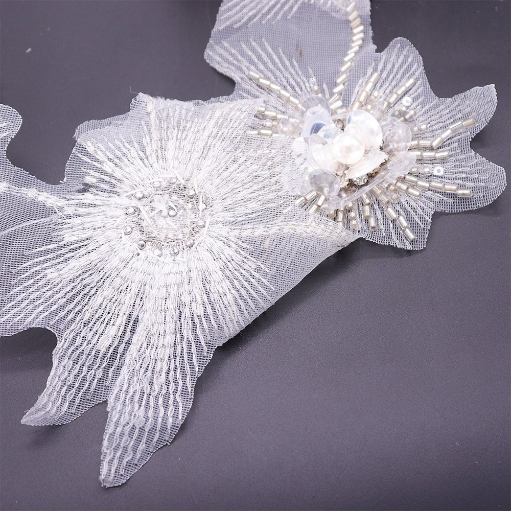 2024 Luxury Lace Trim Evening Dress Decorative Beads Tubes Pearls Sequins Hand Sewing And Machine Embroidery Lace Trim