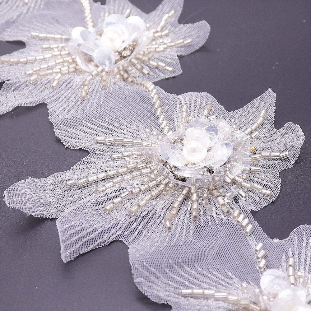 2024 Luxury Lace Trim Evening Dress Decorative Beads Tubes Pearls Sequins Hand Sewing And Machine Embroidery Lace Trim