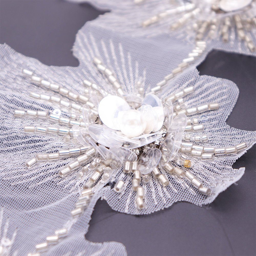2024 Luxury Lace Trim Evening Dress Decorative Beads Tubes Pearls Sequins Hand Sewing And Machine Embroidery Lace Trim