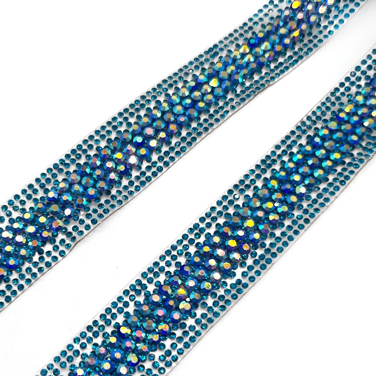 Festival clothing accessories Royal blue tape jewelry rhinestone chain trim for carnival costumes production