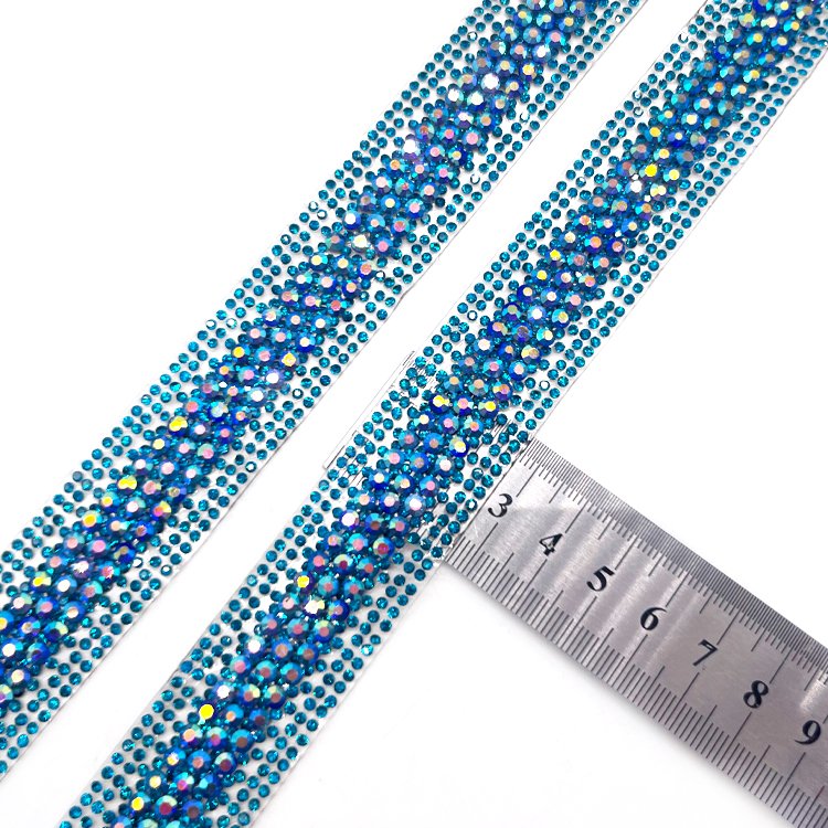 Festival clothing accessories Royal blue tape jewelry rhinestone chain trim for carnival costumes production