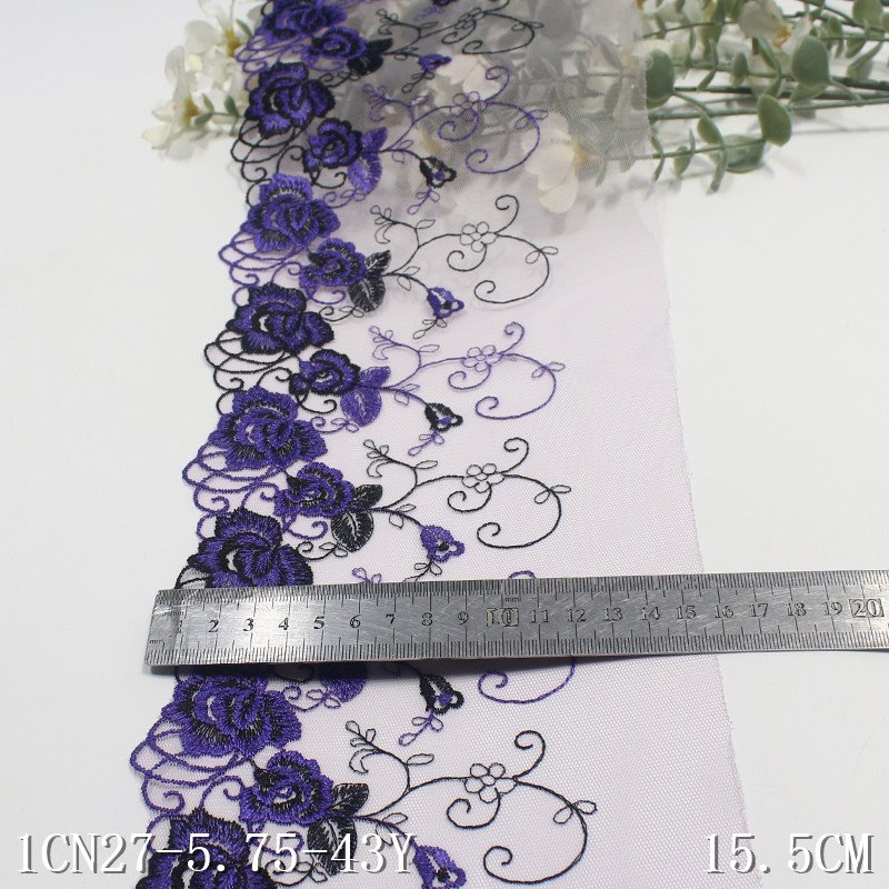 16cm wide Embroidery Lace China Directly Supplied fancy Flowers Lace trim For Ladies Garment Accessories