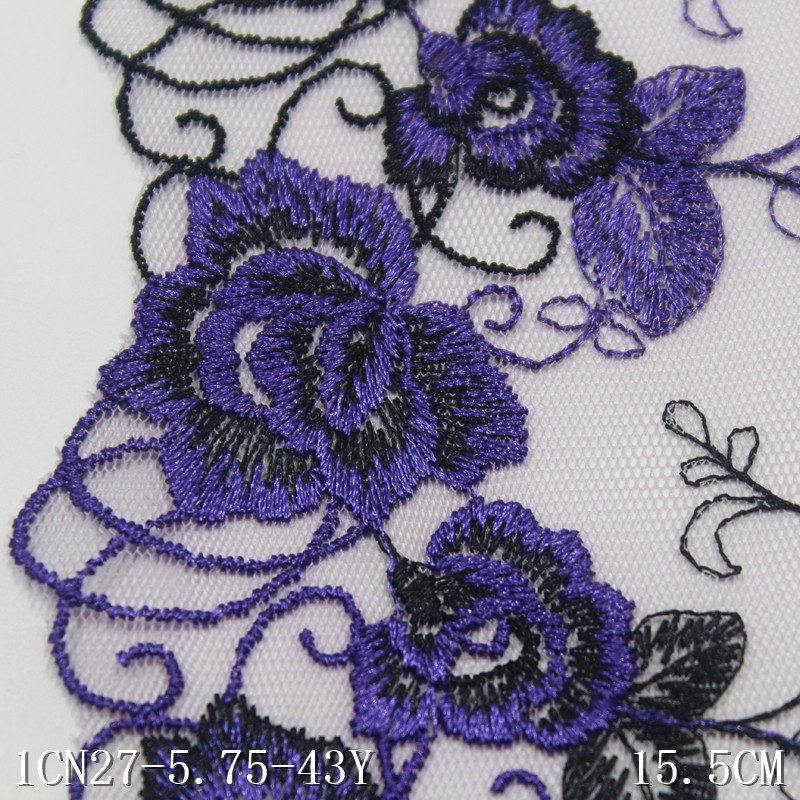 16cm wide Embroidery Lace China Directly Supplied fancy Flowers Lace trim For Ladies Garment Accessories