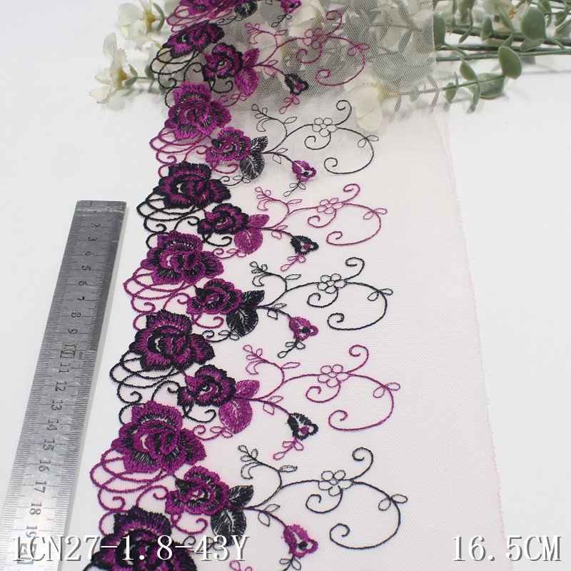 16cm wide Embroidery Lace China Directly Supplied fancy Flowers Lace trim For Ladies Garment Accessories