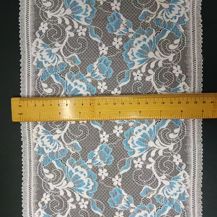 23cm Elastic Two-Tone Nylon Spandex Border Tulle Border Lace Trim Elegant Voile Fabric for Bra & Underwear Lingerie Accessories