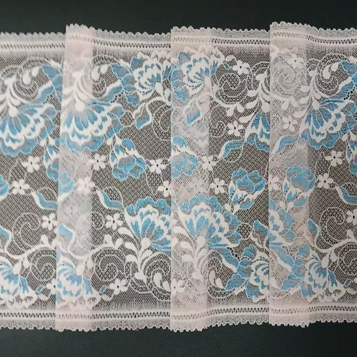 23cm Elastic Two-Tone Nylon Spandex Border Tulle Border Lace Trim Elegant Voile Fabric for Bra & Underwear Lingerie Accessories
