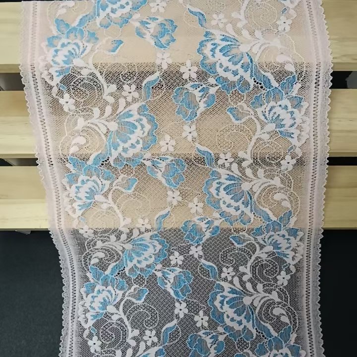 23cm Elastic Two-Tone Nylon Spandex Border Tulle Border Lace Trim Elegant Voile Fabric for Bra & Underwear Lingerie Accessories