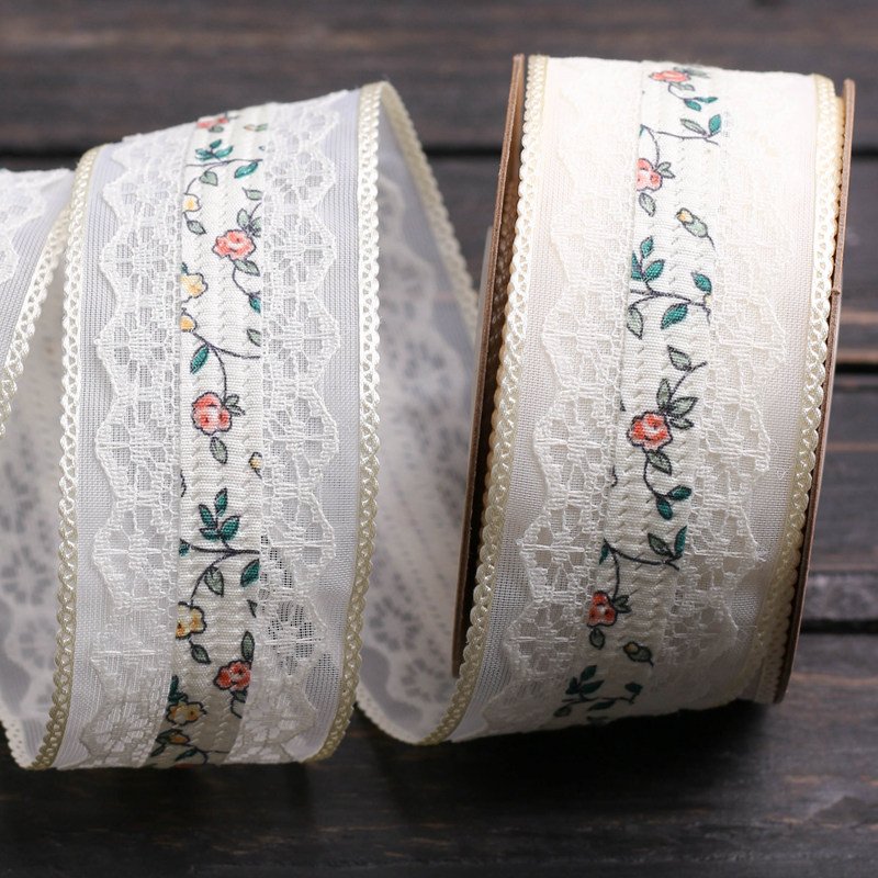 ZSY Hot Sale 4cm Korean Flower Ribbons Woven Fabric Single Face Style for DIY Hair Bows Handmade Crafts Gift Decorations
