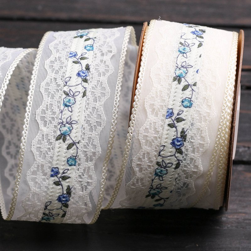 ZSY Hot Sale 4cm Korean Flower Ribbons Woven Fabric Single Face Style for DIY Hair Bows Handmade Crafts Gift Decorations