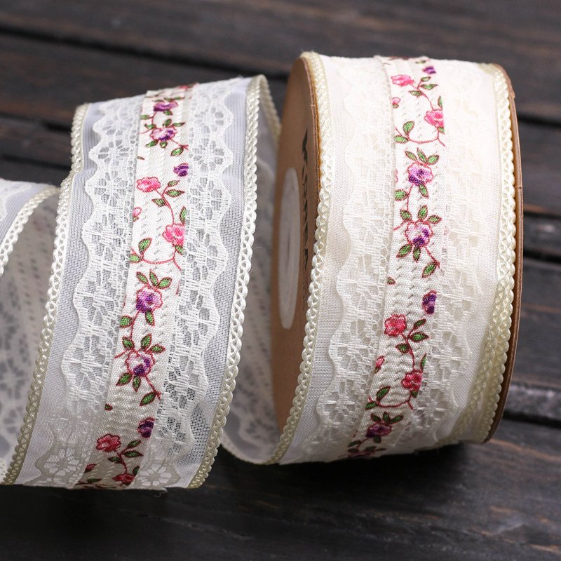ZSY Hot Sale 4cm Korean Flower Ribbons Woven Fabric Single Face Style for DIY Hair Bows Handmade Crafts Gift Decorations