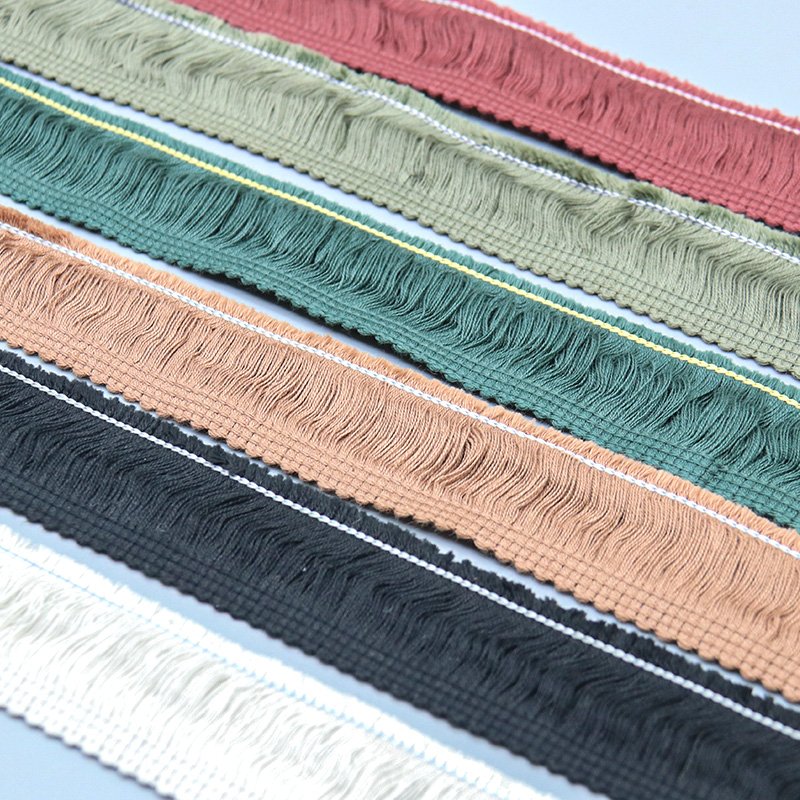 New Arrival colorful 100% cotton curtain lace trim tassel border lace trim for hometextile