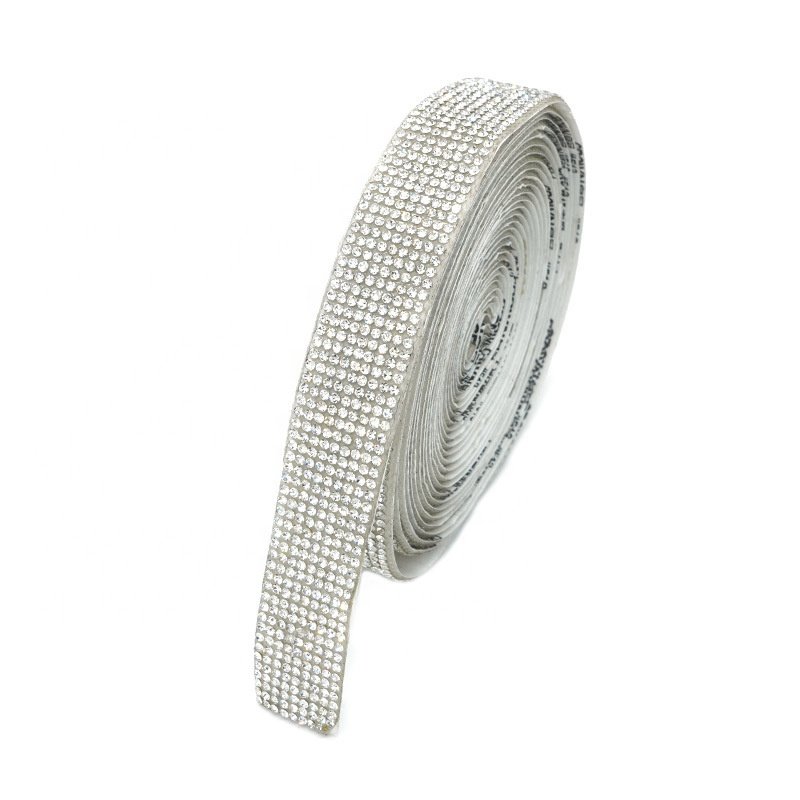 High Quality DIY Metal Hotfix Rhinestone Mesh Trim/Mesh Roll Motif Iron on Glue Crystal Banding Transfers Sheet