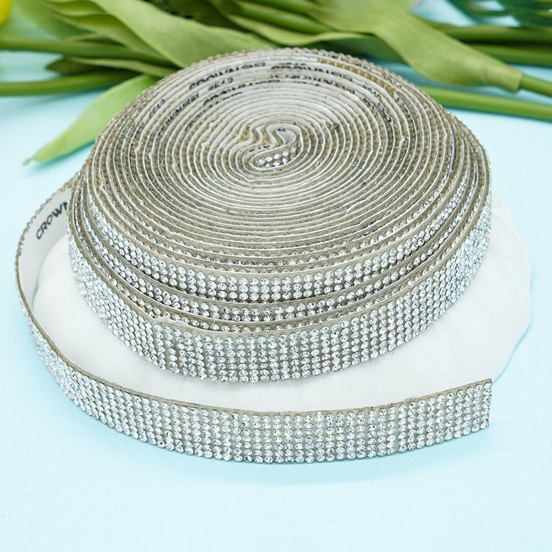 High Quality DIY Metal Hotfix Rhinestone Mesh Trim/Mesh Roll Motif Iron on Glue Crystal Banding Transfers Sheet