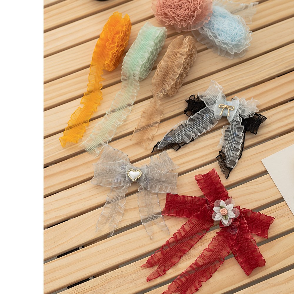 Manufacturers supply 3.0CM color spot lace elastic wooden ear elastic snow yarn DIY clothing decoration trim