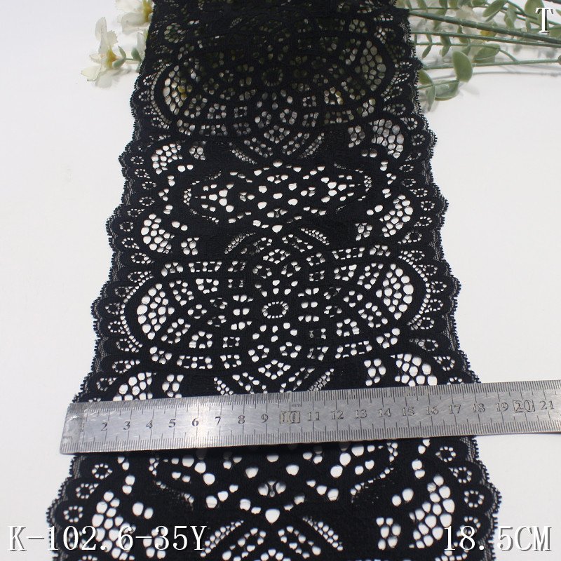 Professional Suppliers 19cm black Beige nylon Stretch Lace Trim multi color Elastic Lace mesh Fabric For Lingerie underwear