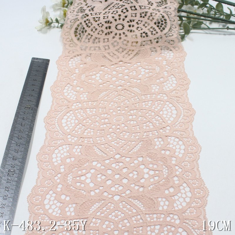 Professional Suppliers 19cm black Beige nylon Stretch Lace Trim multi color Elastic Lace mesh Fabric For Lingerie underwear