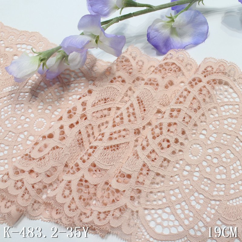 Professional Suppliers 19cm black Beige nylon Stretch Lace Trim multi color Elastic Lace mesh Fabric For Lingerie underwear
