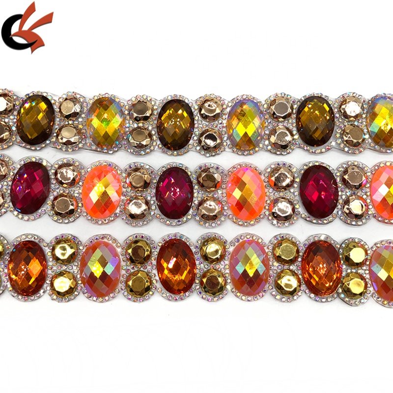 Wholesale Customized Colors Resin Iridescent Stone Iron-on Rhinestone Trim for Carnival Shoes Garments Bags