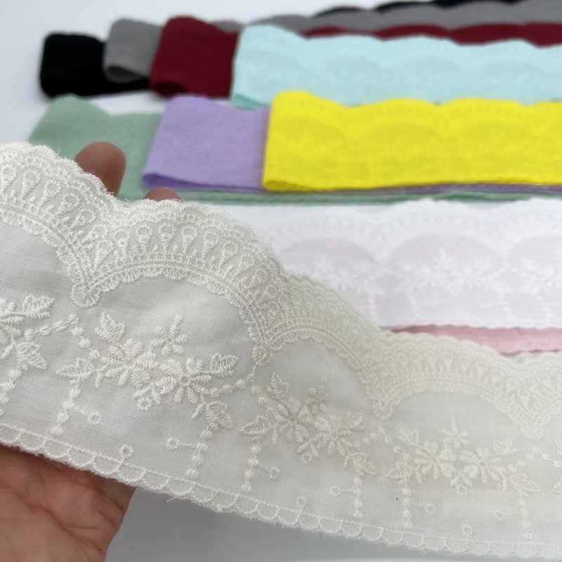 Hollow Flower Ribbon For Sewing Clothing Garment Cotton Embroidery Lace Trimming 8 cm Wide Black Trimming Lace Embroidered