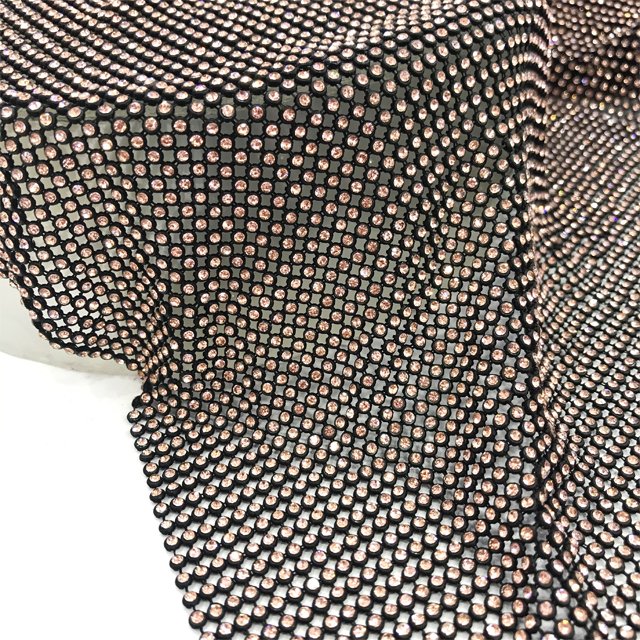 me024 Popular shining 3mm aluminum mesh trim strass rhinestone mesh without glue for dress and shoe