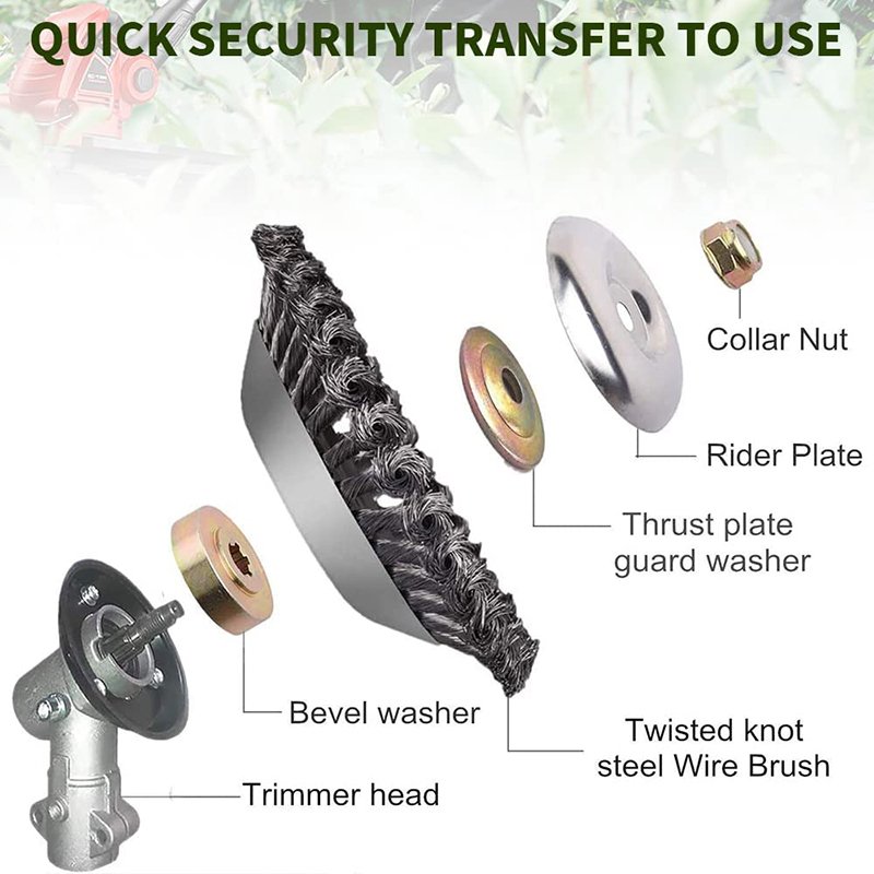 4/5/6/8 inch Weeding Brush Stainless Steel Twist Wire Wheel Cutter Tools Grass Trimmer Wire Brush Lawn Mower Grass Trimmer Head