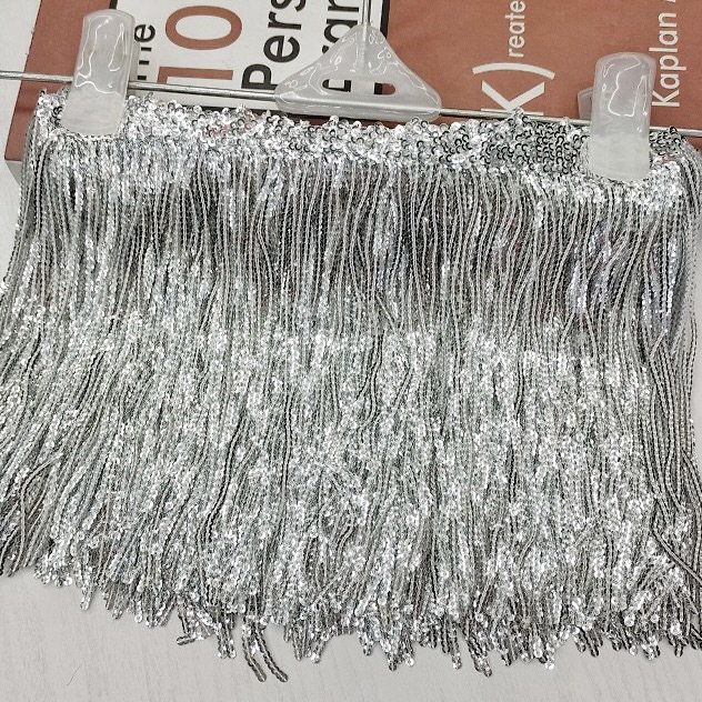Quality 17cm Silver Sequins Fringe Embroidery Lace Ladin Dance Dresses Tassel Trims For Women's Sexy Dress Evening Party