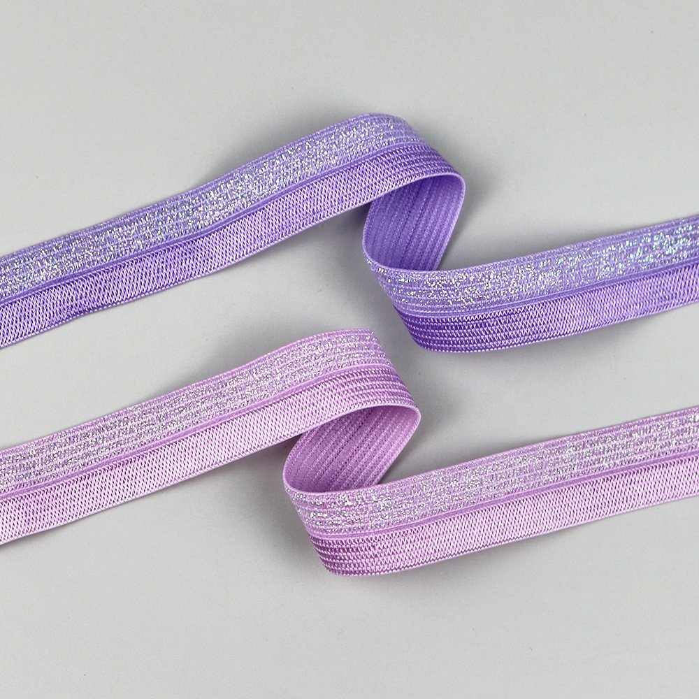 Custom shiny nylon fold over elastic band lace trims spandex ribbon for underwear clothes sewing accessories
