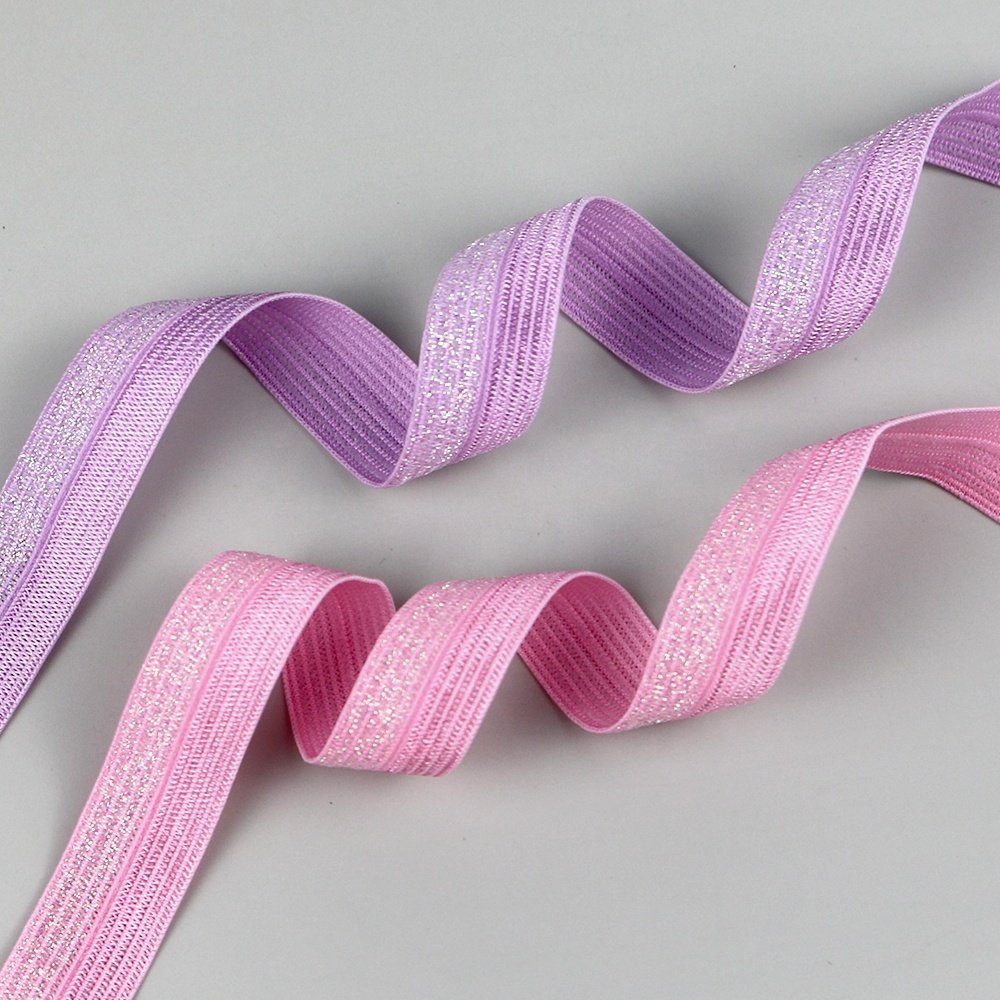 Custom shiny nylon fold over elastic band lace trims spandex ribbon for underwear clothes sewing accessories