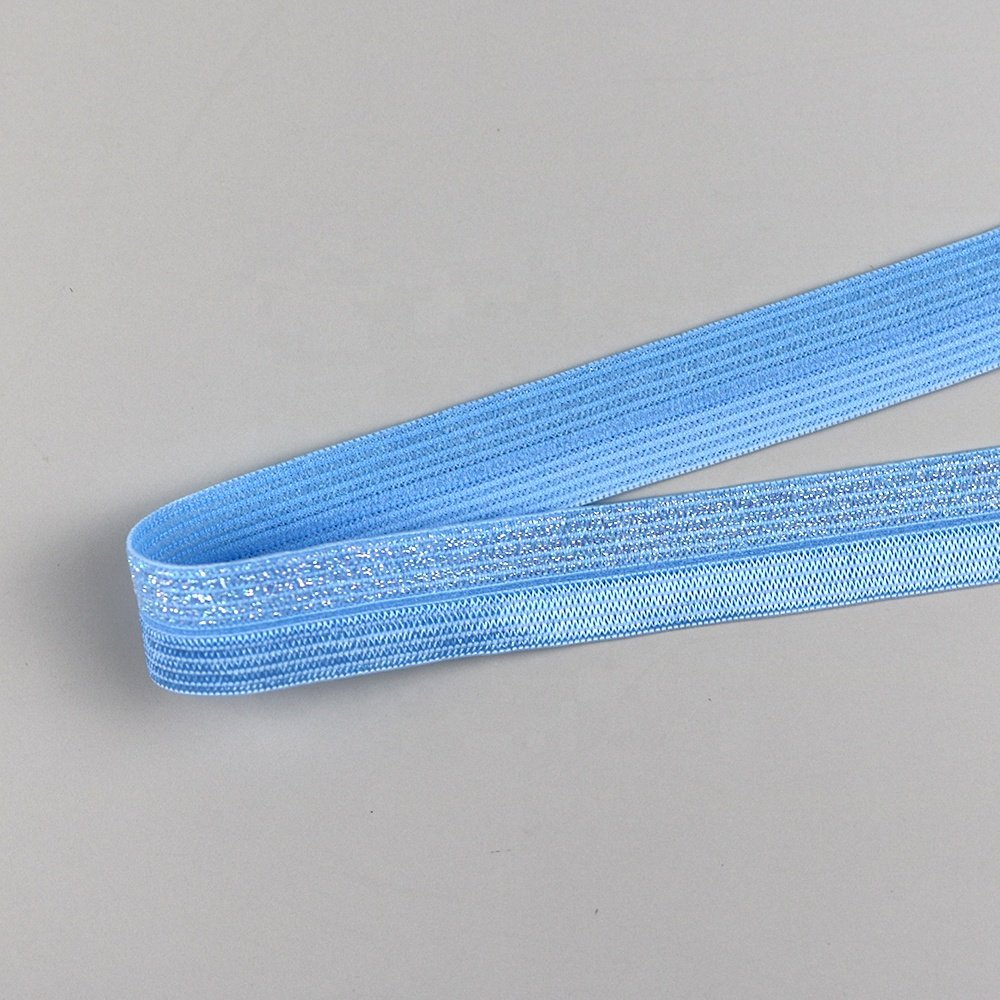 Custom shiny nylon fold over elastic band lace trims spandex ribbon for underwear clothes sewing accessories