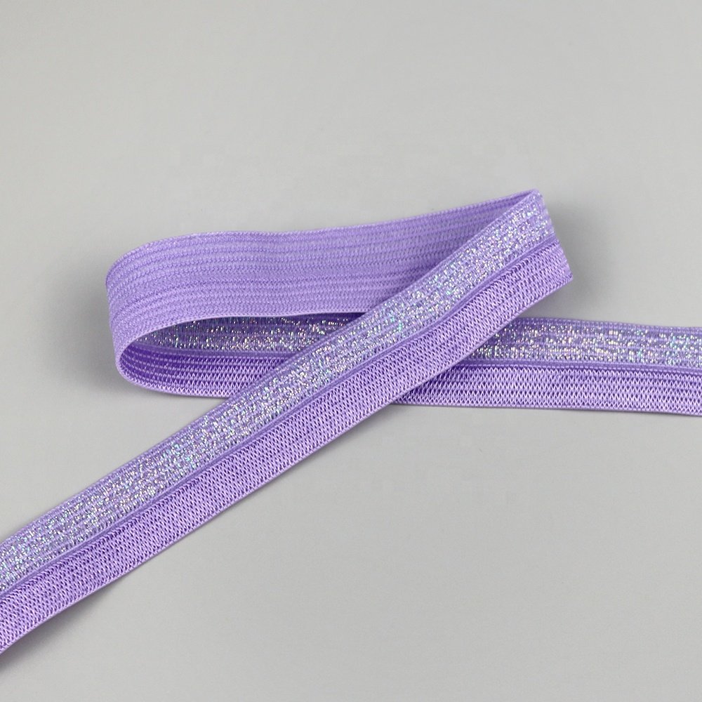 Custom shiny nylon fold over elastic band lace trims spandex ribbon for underwear clothes sewing accessories