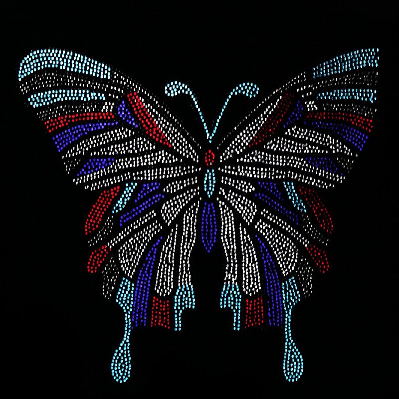 Custom Motif Design Wings Rhinestone Heat Transfer Iron Crystal Applique Rhinestone Trim For Women Dress T-shirt