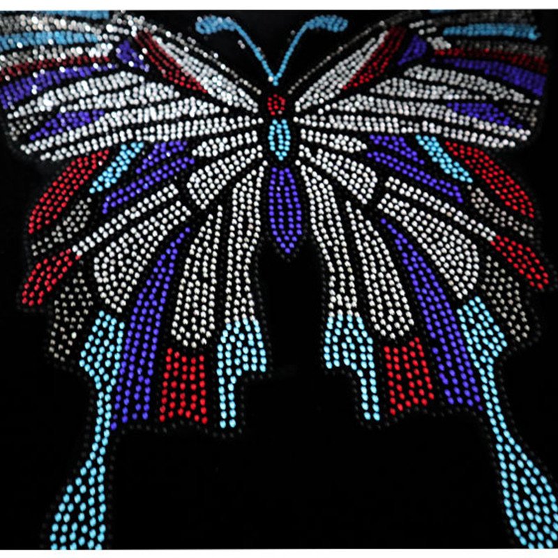 Custom Motif Design Wings Rhinestone Heat Transfer Iron Crystal Applique Rhinestone Trim For Women Dress T-shirt
