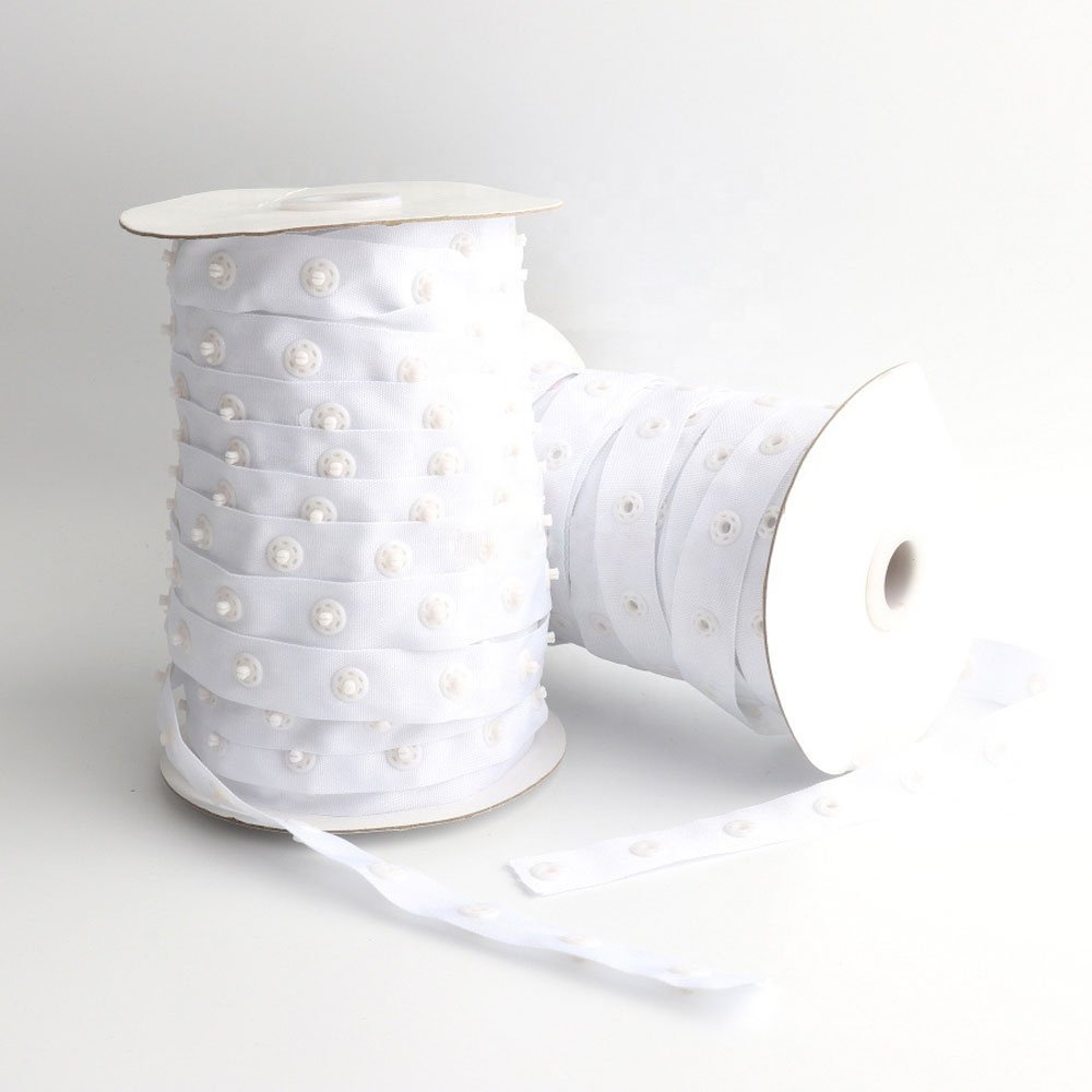 Wholesale Garment Accessories Plastic Press Snap Resin Nylon Button Tapes For Clothing Snap Tape Trim For Baby Clothes