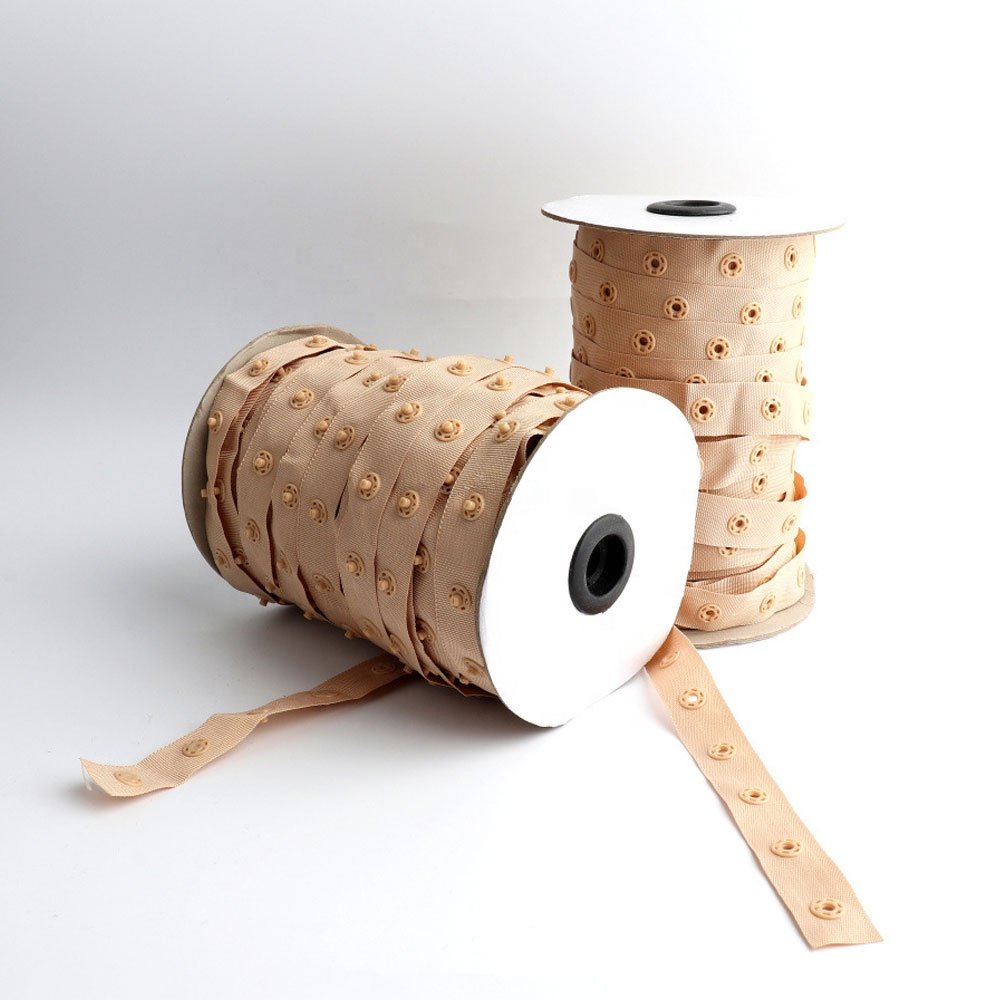 Wholesale Garment Accessories Plastic Press Snap Resin Nylon Button Tapes For Clothing Snap Tape Trim For Baby Clothes