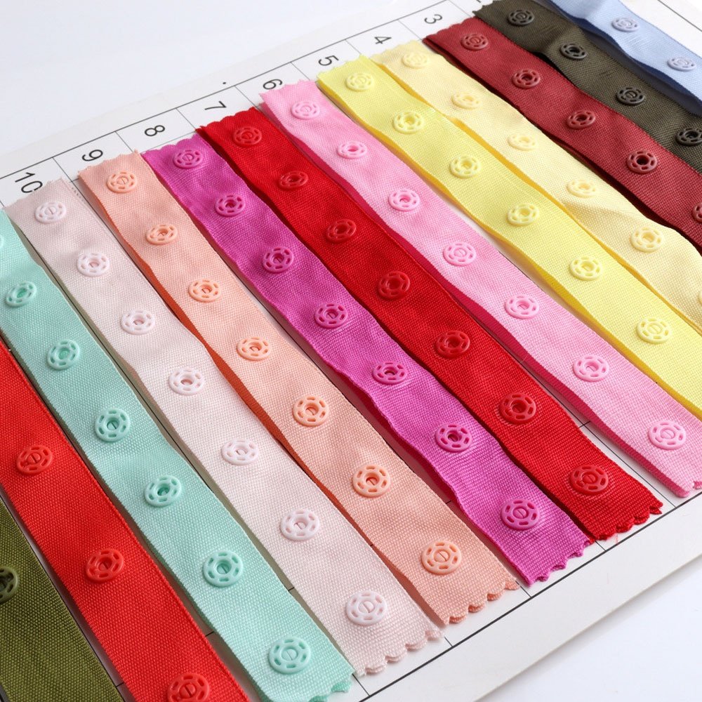 Wholesale Garment Accessories Plastic Press Snap Resin Nylon Button Tapes For Clothing Snap Tape Trim For Baby Clothes