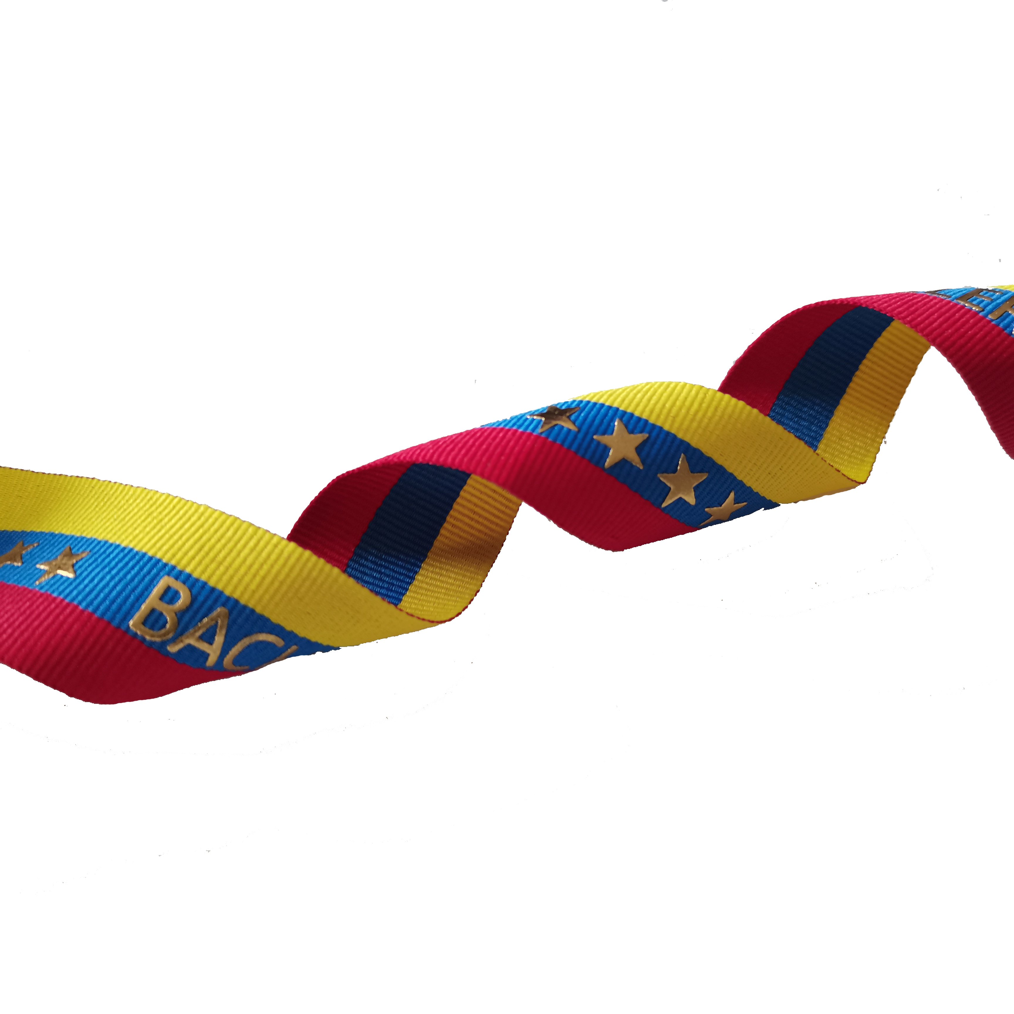 100% polyester gold foil printed grosgrain 32mm width striped printed ribbon for Accessories Decoration