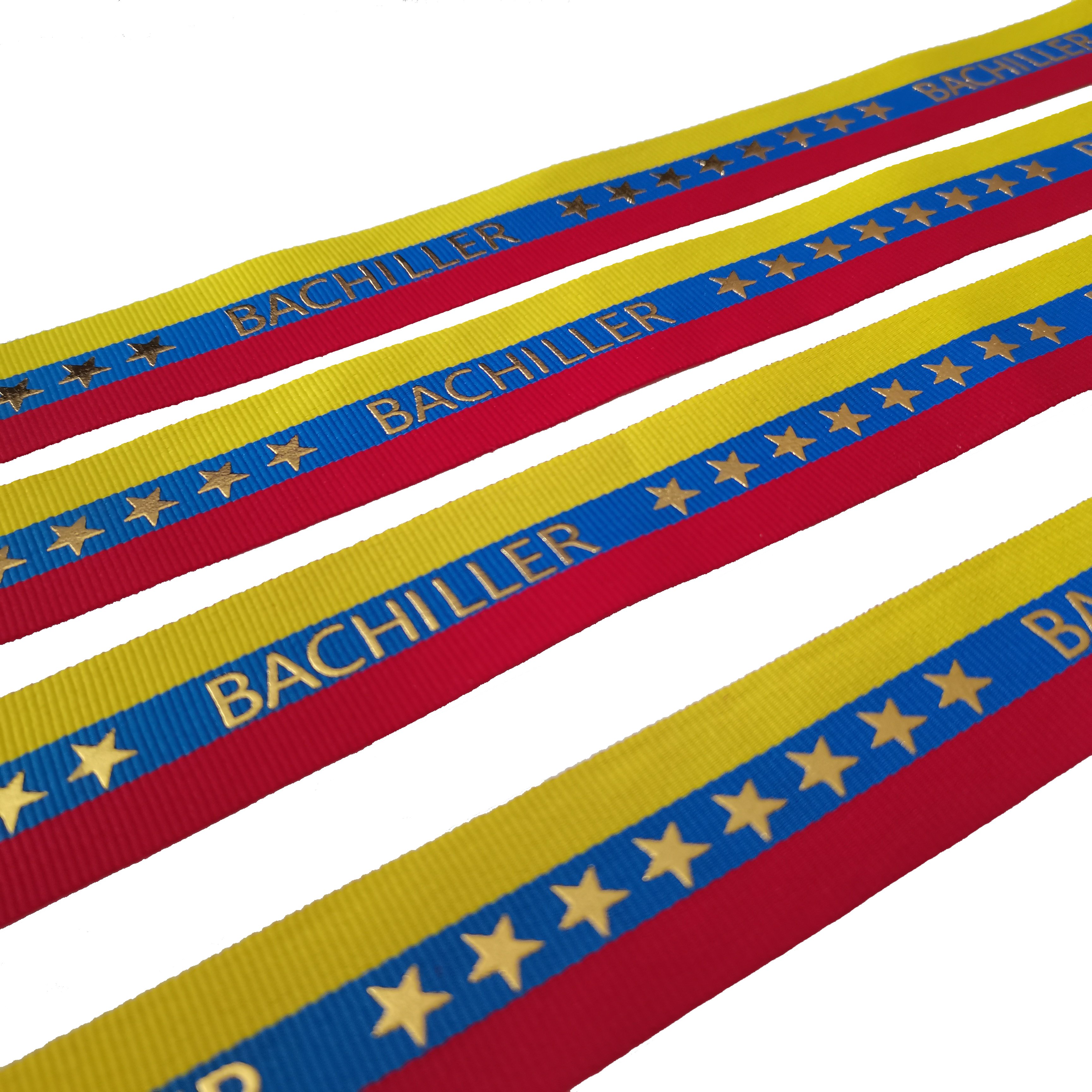 100% polyester gold foil printed grosgrain 32mm width striped printed ribbon for Accessories Decoration