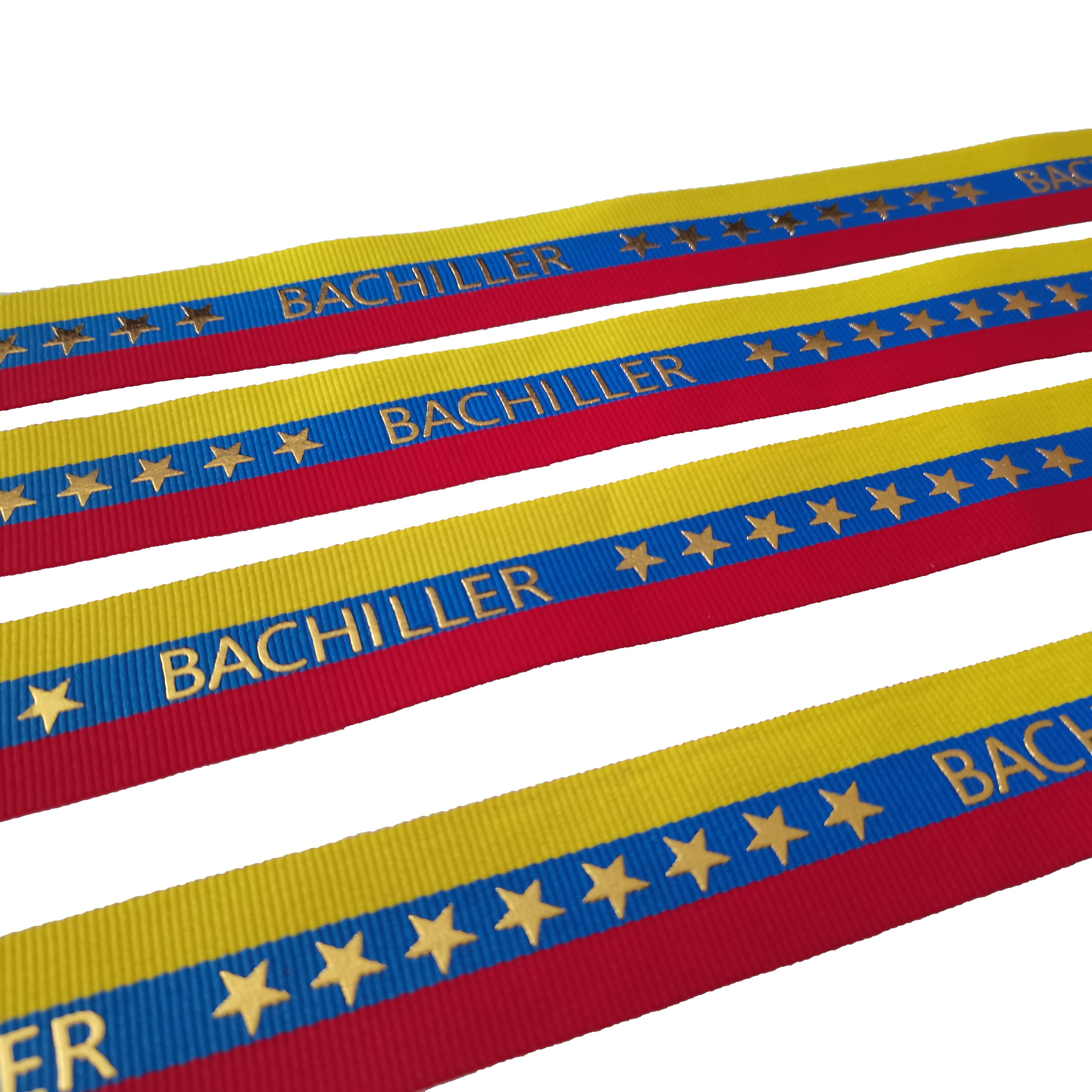 100% polyester gold foil printed grosgrain 32mm width striped printed ribbon for Accessories Decoration