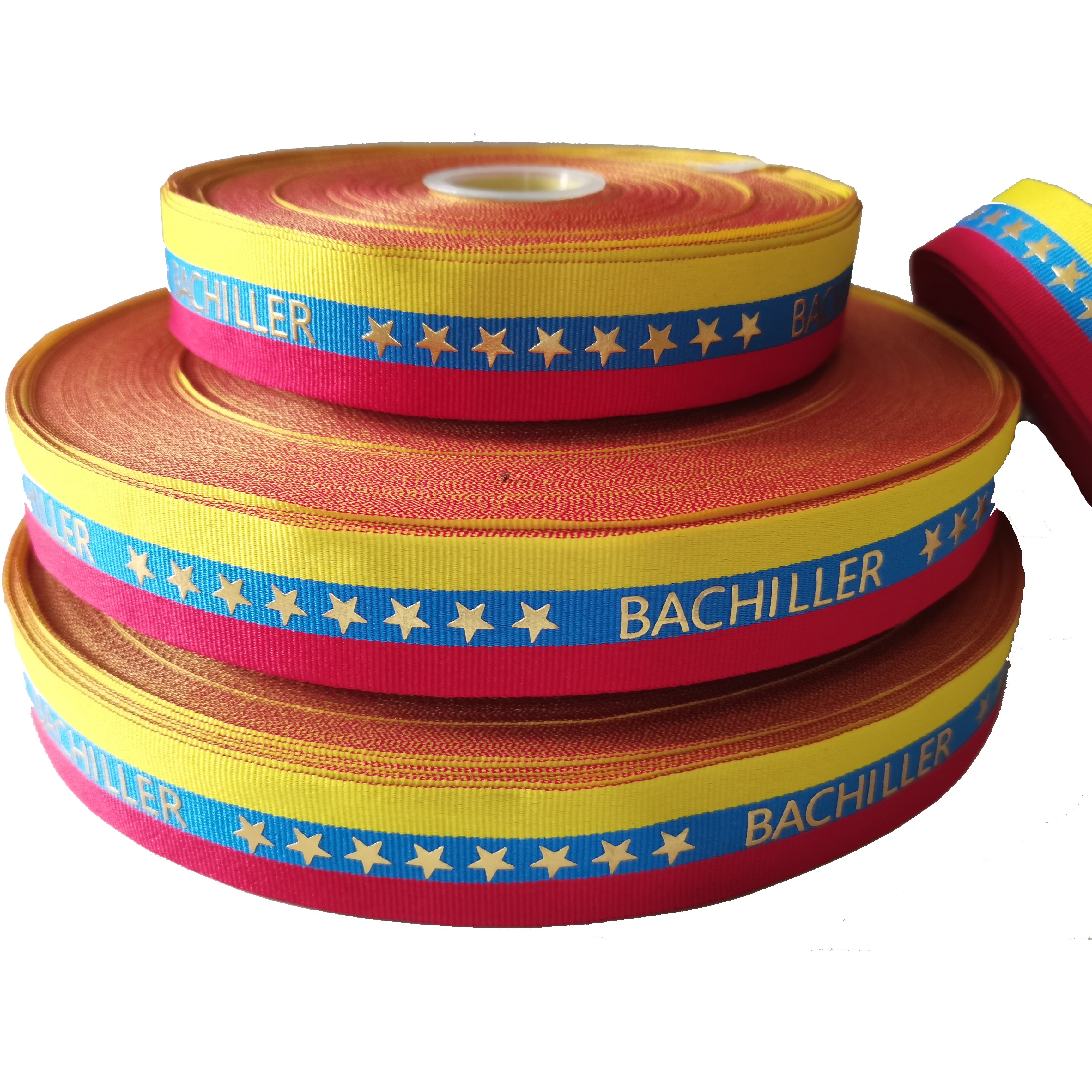 100% polyester gold foil printed grosgrain 32mm width striped printed ribbon for Accessories Decoration